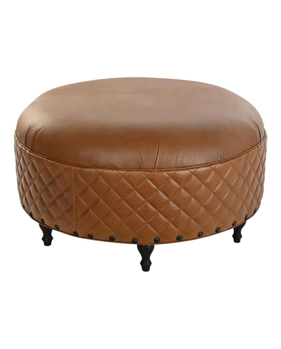 Imagen 0 de Reposapies madera piel 94x94x54 marrón