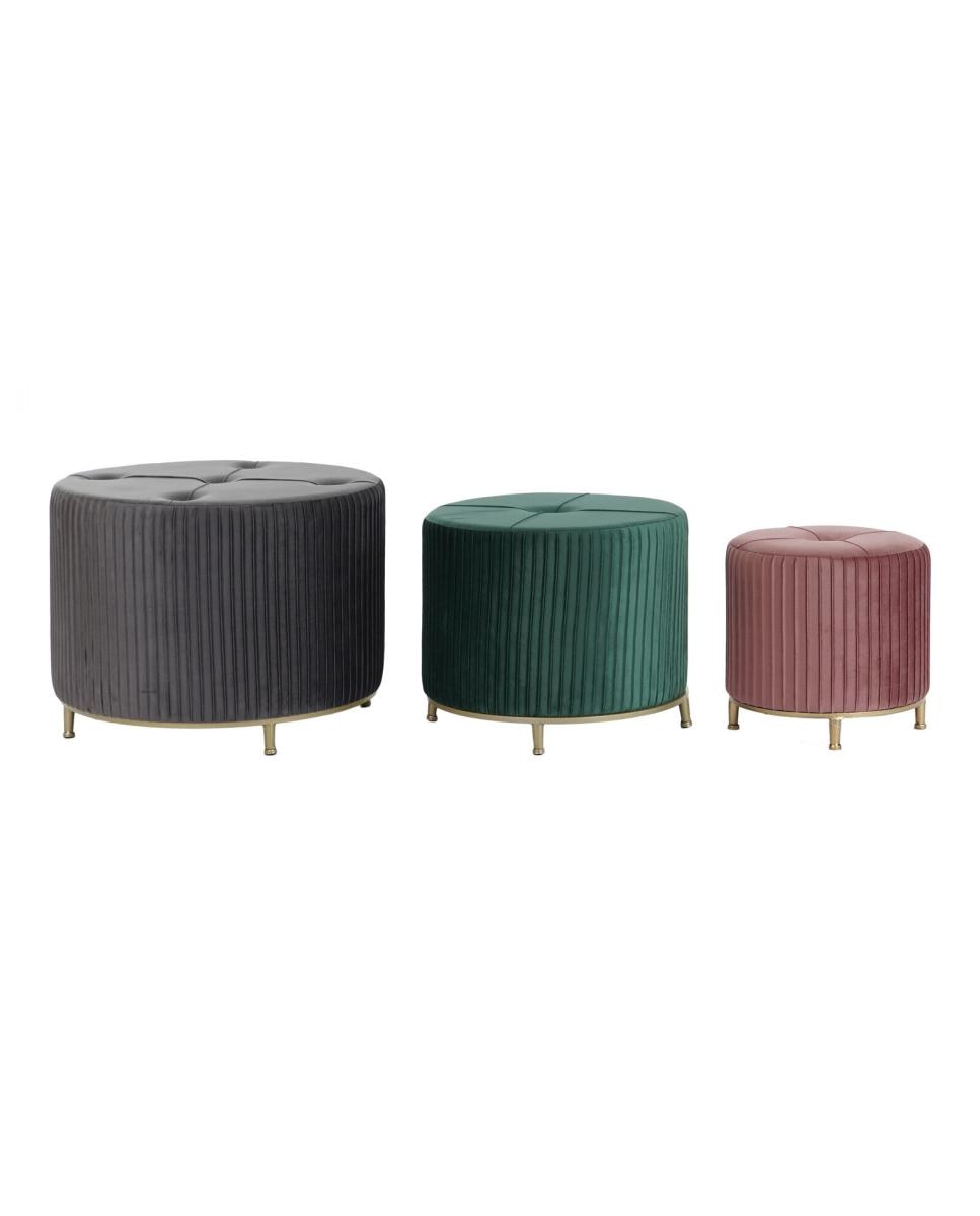 Imagen 0 de Reposapiés set 3 poliéster mdf 60x60x45 terciopelo