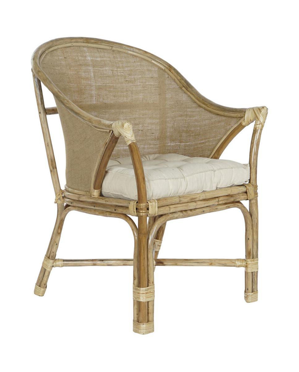 Imagen 0 de Sillón ratán algodón 66x50x90 con cojín natural