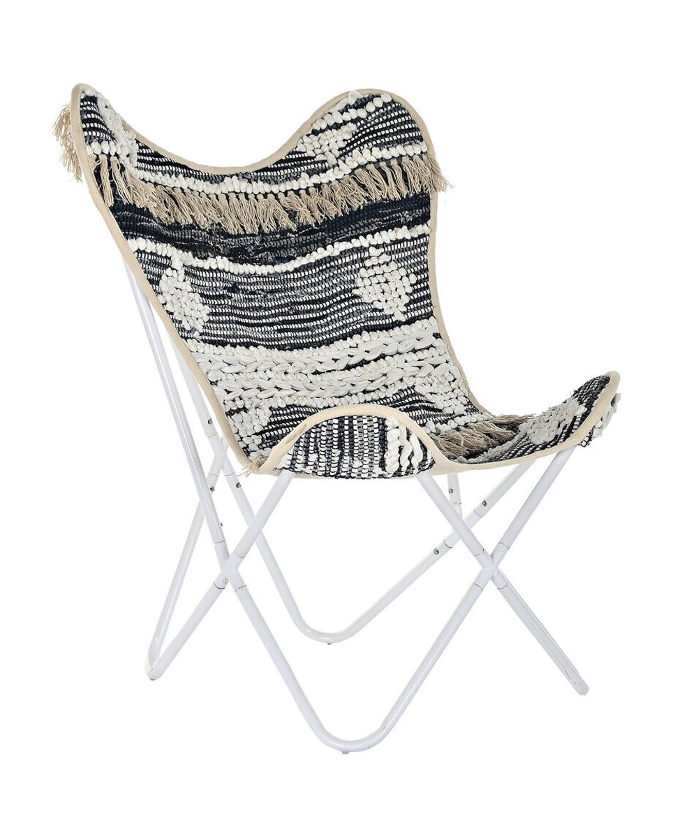 Imagen 0 de Sillón algodón hierro 74x65x90 mariposa blanco