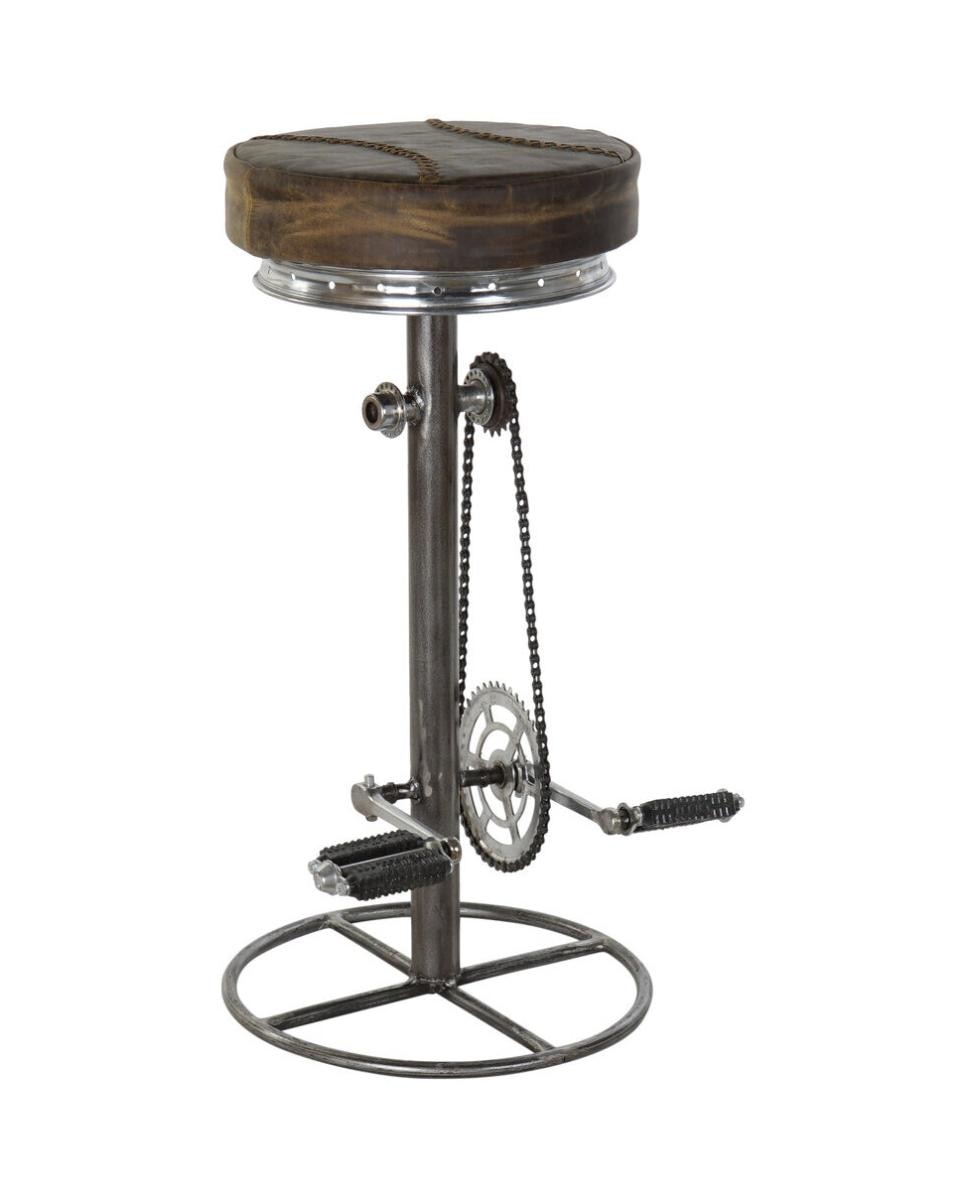 Imagen 0 de Taburete metal cuero 44x41x82 pedales marrón