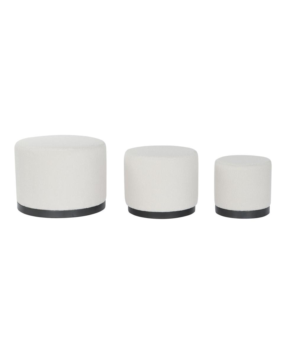 Imagen 0 de Reposapies set 3 poliester mdf 60x60x45 borreguito