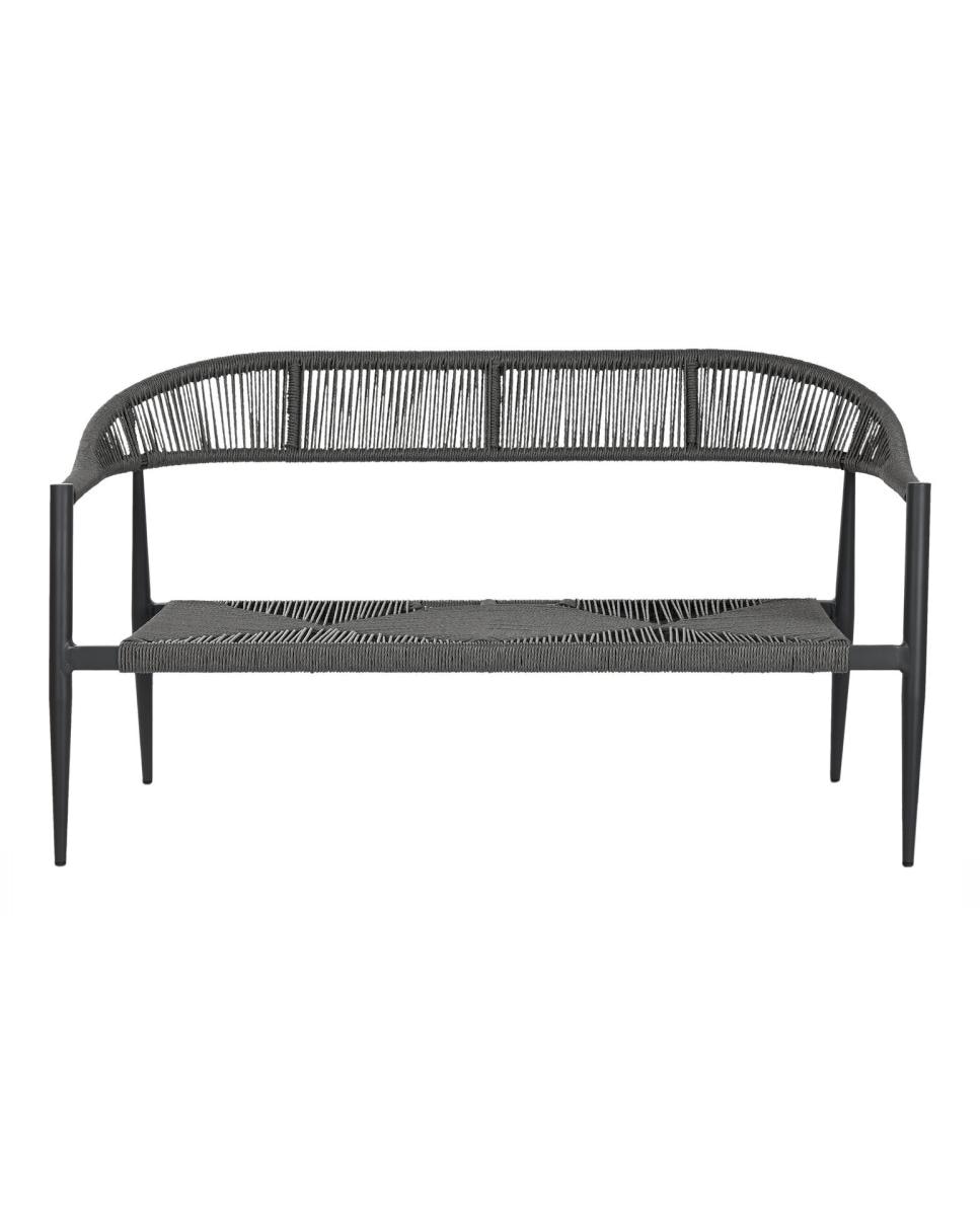 Imagen 0 de Sofa aluminio ratan 131x55x76 2 plazas negro-gris