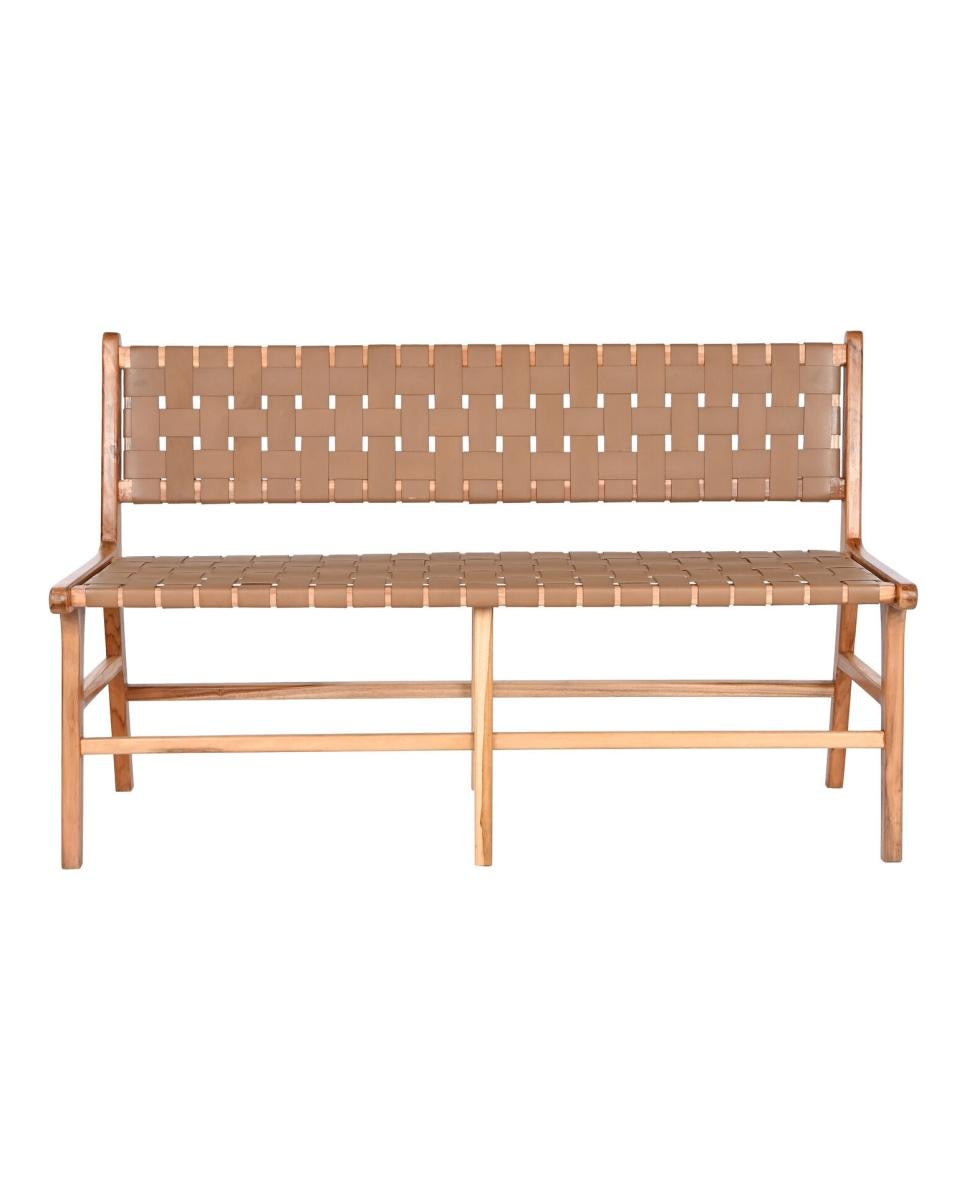 Imagen 0 de Banco teca piel 140 x 59 x 89 beige
