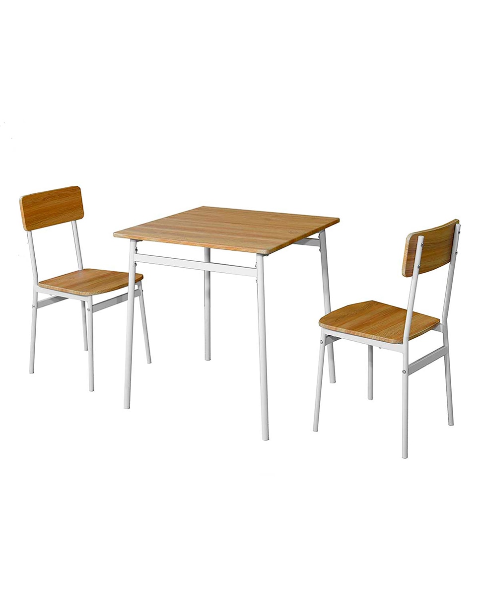 Imagen 0 de Set de mesa 70x70x75cm y 2 sillas con patas blancas 42x45x84cm