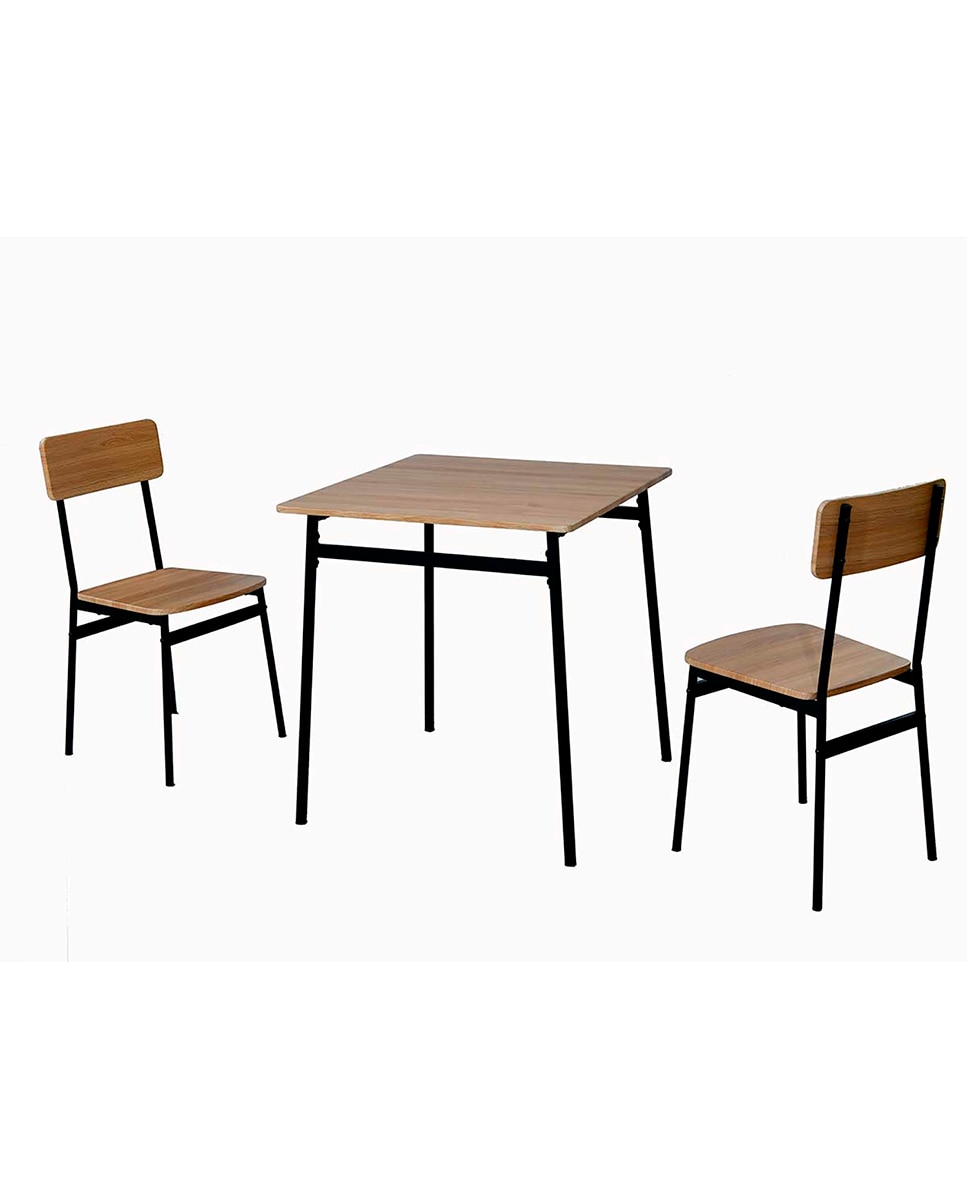 Imagen 0 de Set de mesa 70x70x75cm y 2 sillas con patas negras 42x45x84cm