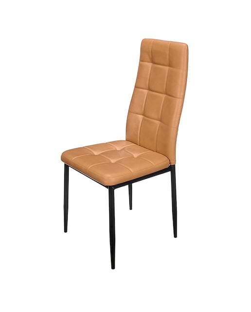Imagen 0 de Silla con respaldo alto de cuero en color beige.
