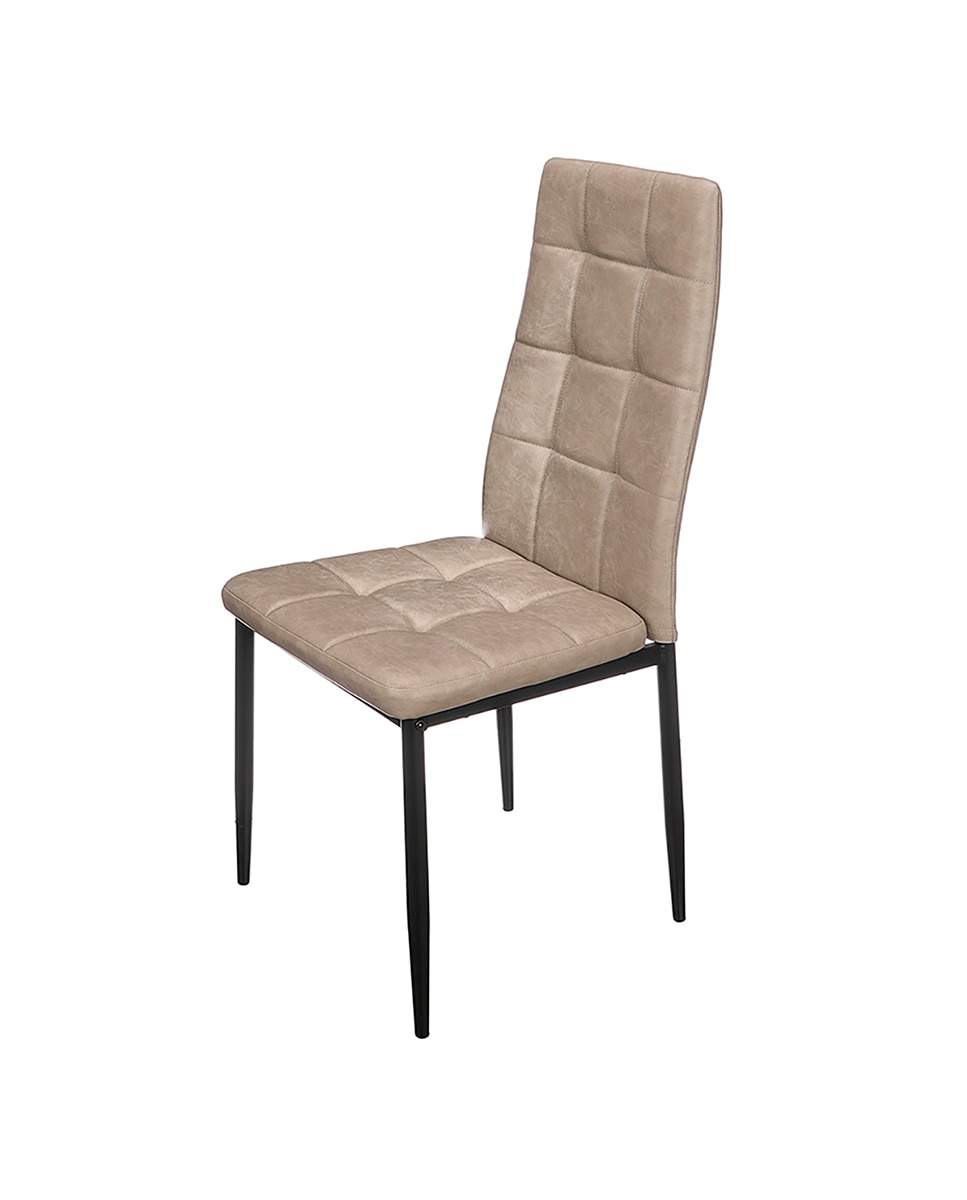 Imagen 0 de Silla con respaldo alto de cuero en color gris.