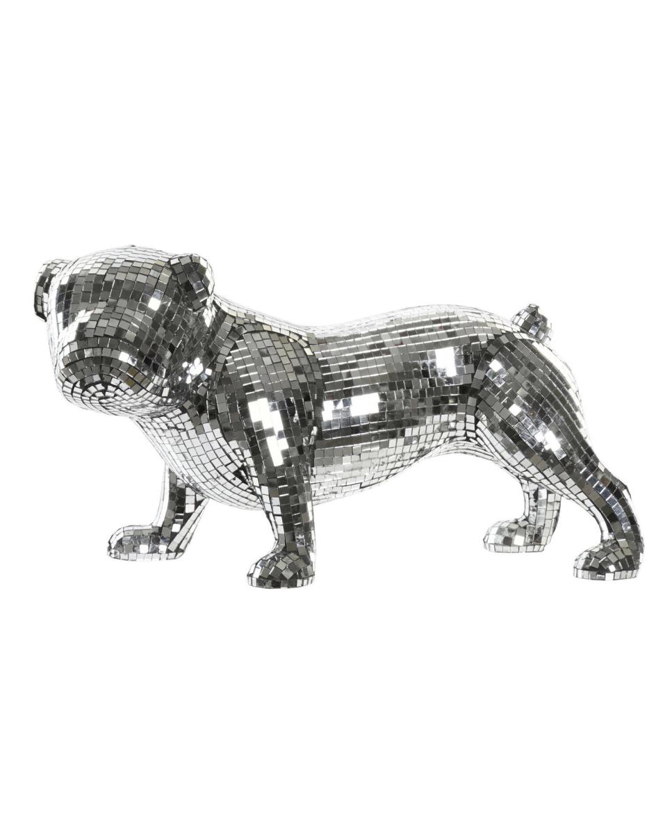 Imagen 0 de Figura de resina bulldog espejo plateado