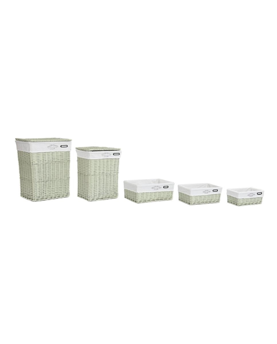 Imagen 0 de Cesta ropa set 5 mimbre poliéster 44 x 34 x 56 verde