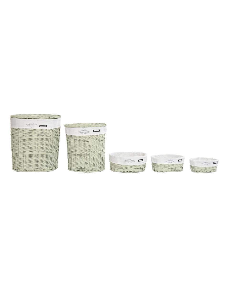 Imagen 0 de Cesta ropa set 5 mimbre poliéster 51 x 37 x 56 verde