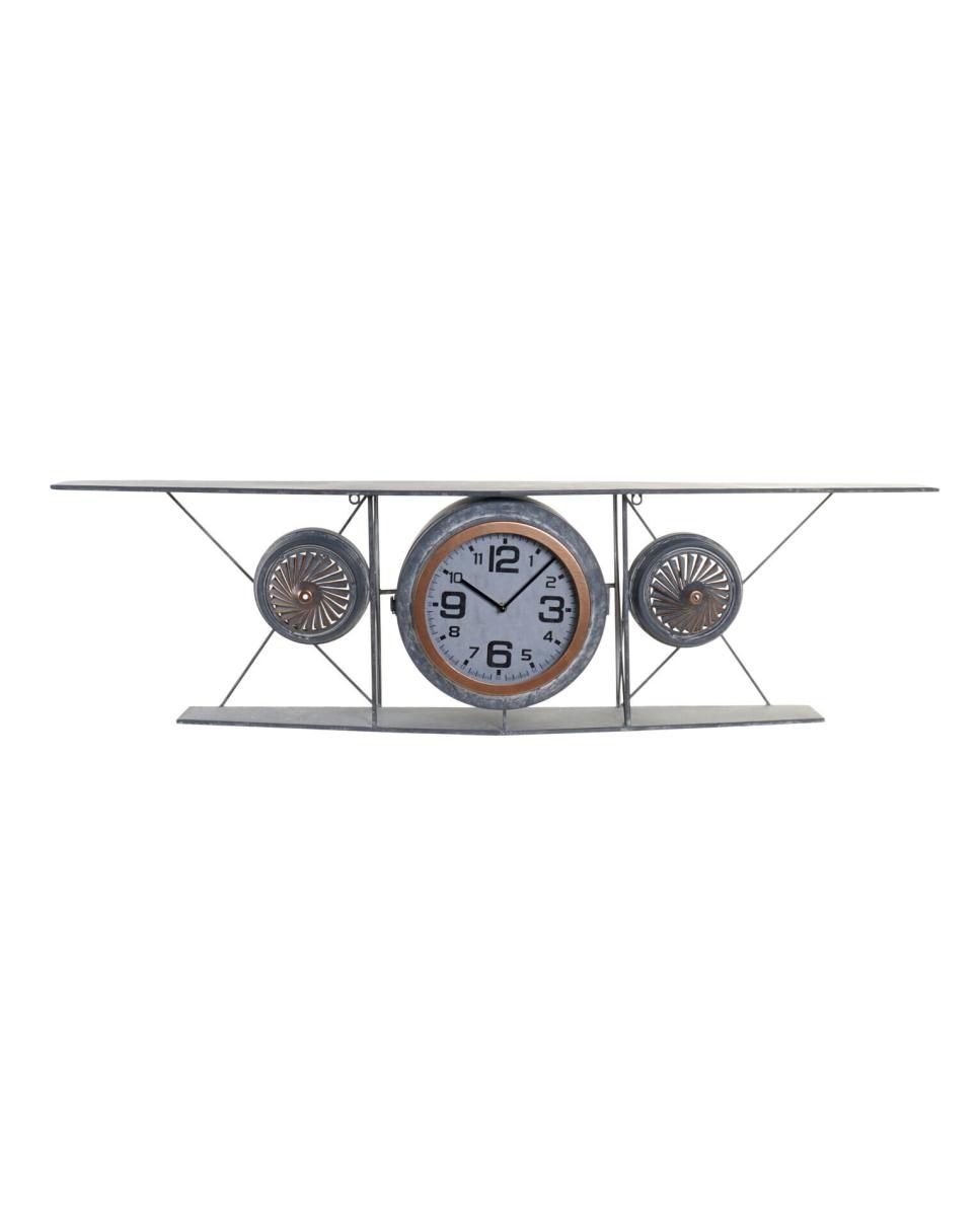Imagen 0 de Reloj pared hierro cristal 120x21x33,5 avión