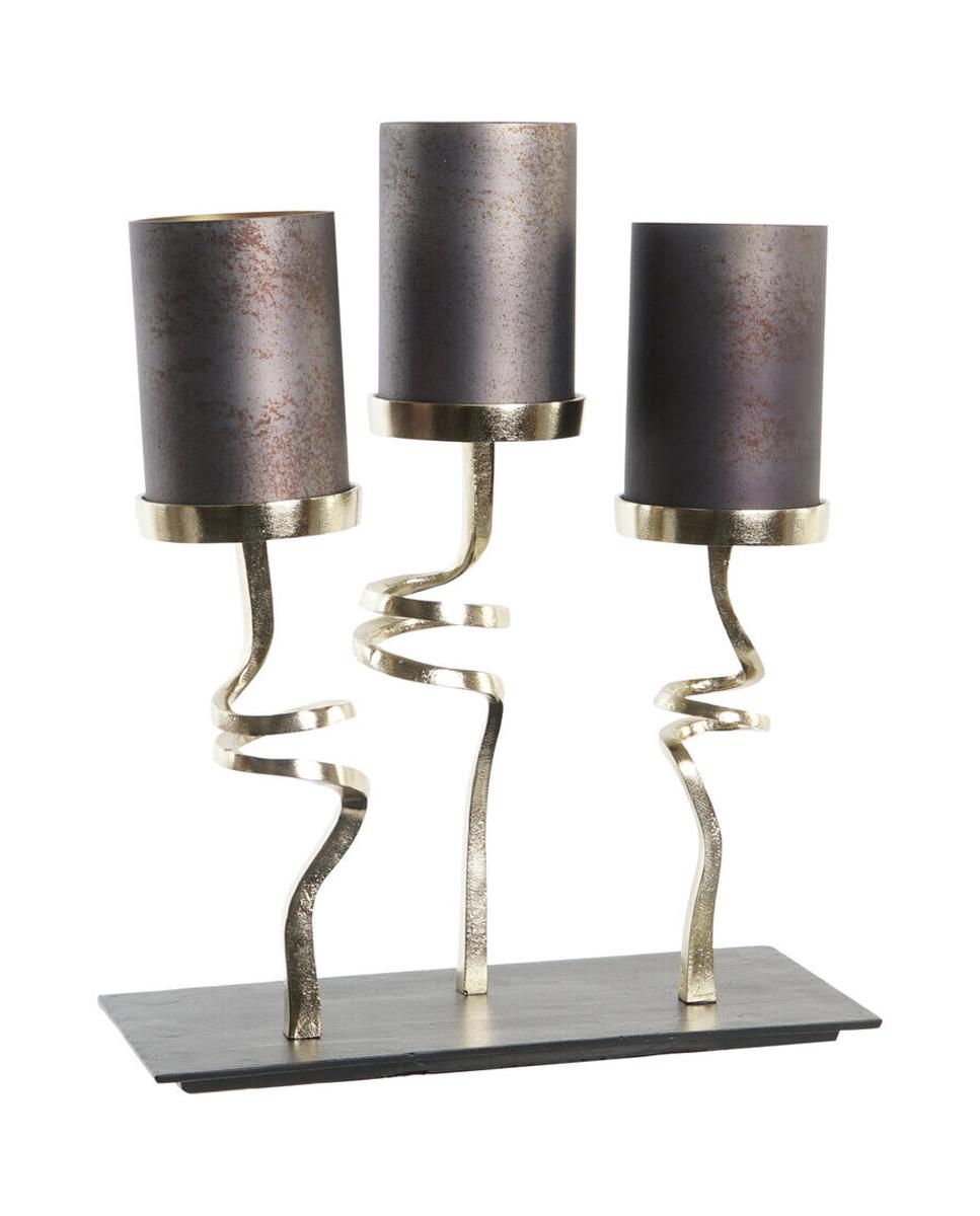 Imagen 0 de Portavela cristal aluminio 37x16x47 3 velas  gris