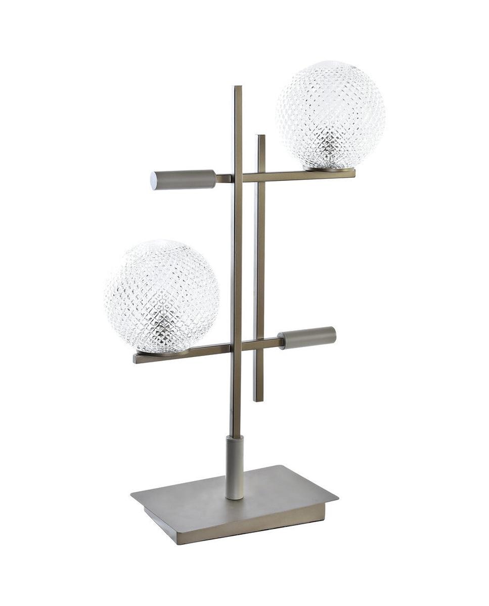 Imagen 0 de Lámpara sobremesa metal cristal 38x16x63 2 bolas