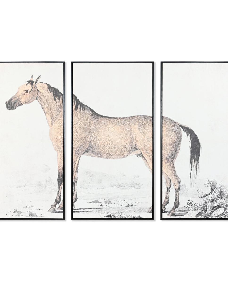 Imagen 0 de Cuadro set 3 ps lienzo 120x4x60 caballo enmarcado