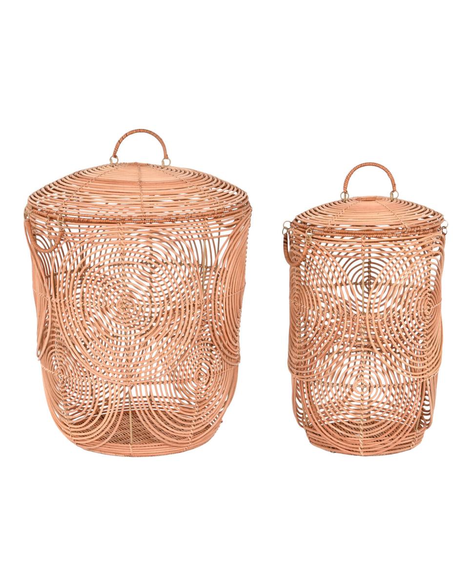 Imagen 0 de Cesta set 2 ratán 45x45x57 con tapa natural