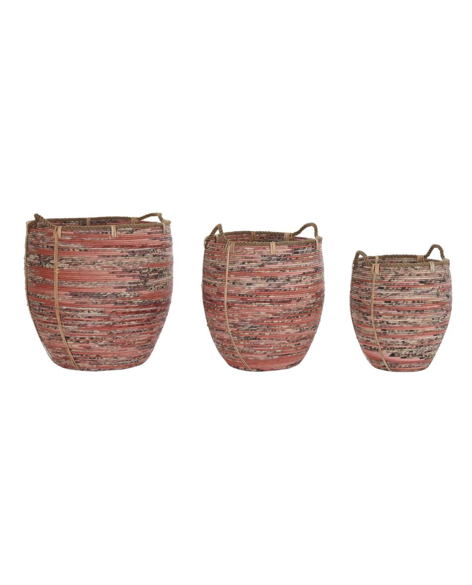 Imagen 0 de Cesta set 3 ratán 52x52x58 melocotón