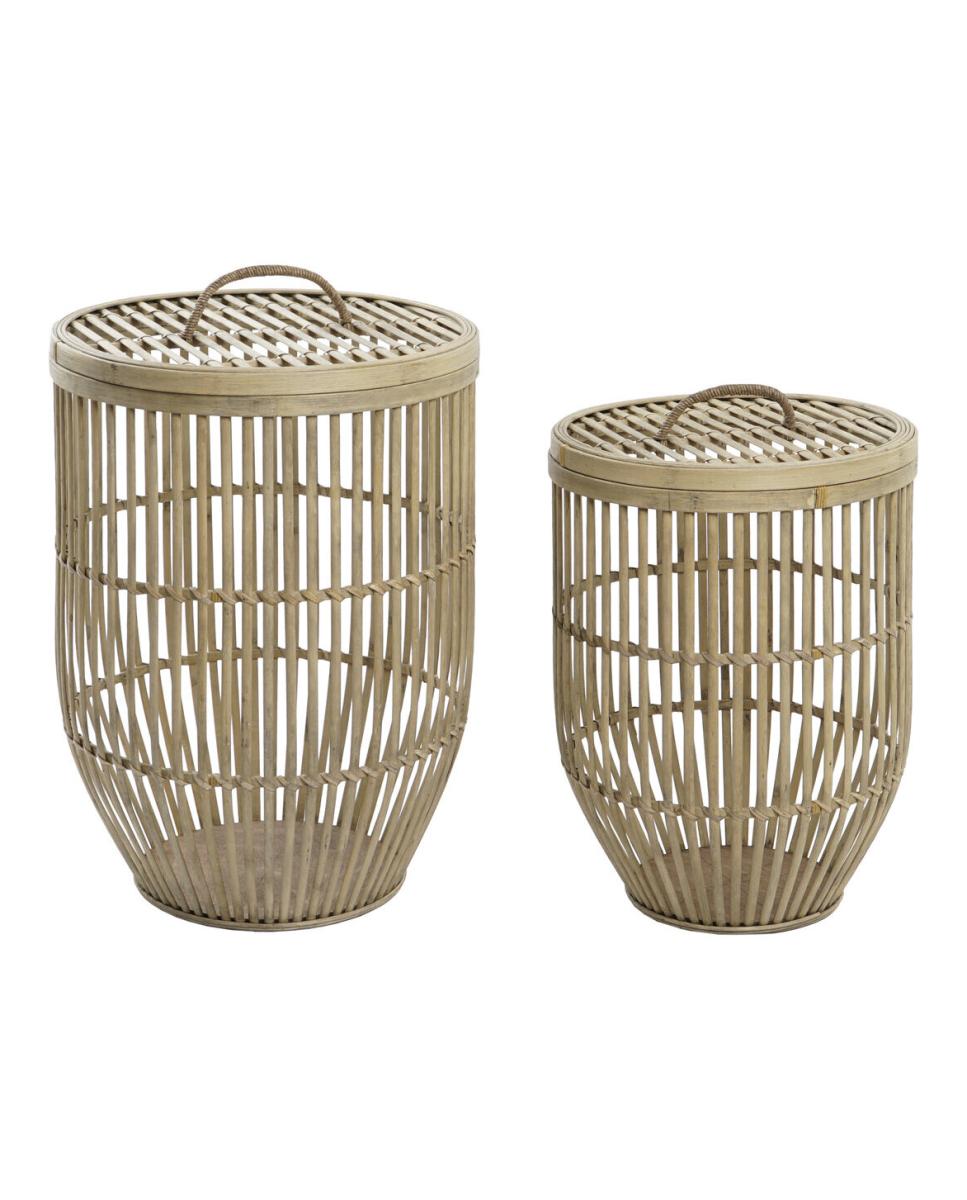 Imagen 0 de Cesta set 2 bambú 40x40x61 con tapa natural
