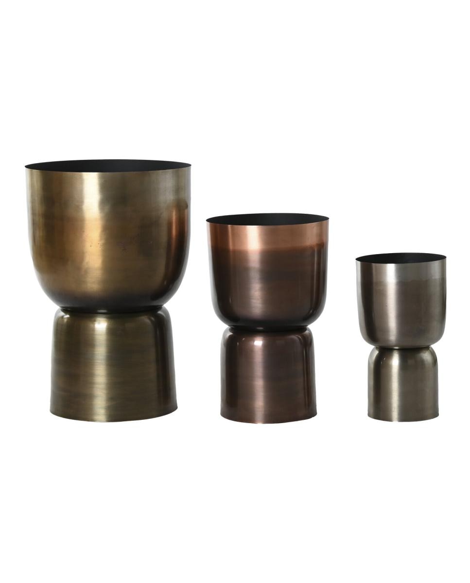 Imagen 0 de Macetero set 3 metal 40x40x62 patinado dorado