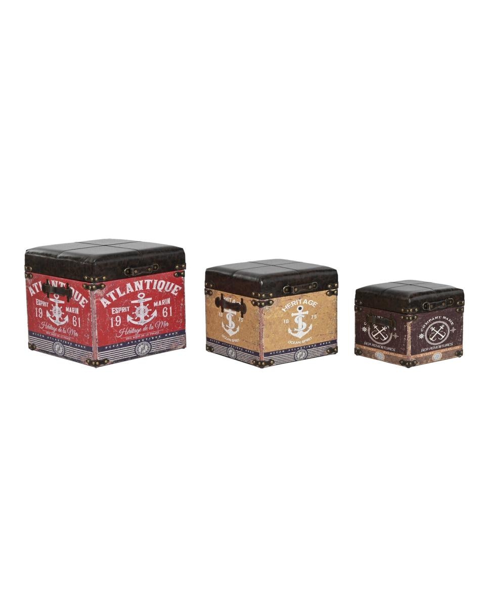 Imagen 0 de Caja set 3 madera pu 47x47x42 vintage