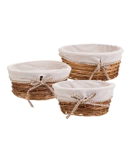 Imagen 0 de Cestos mimbre forrado set 3pzas