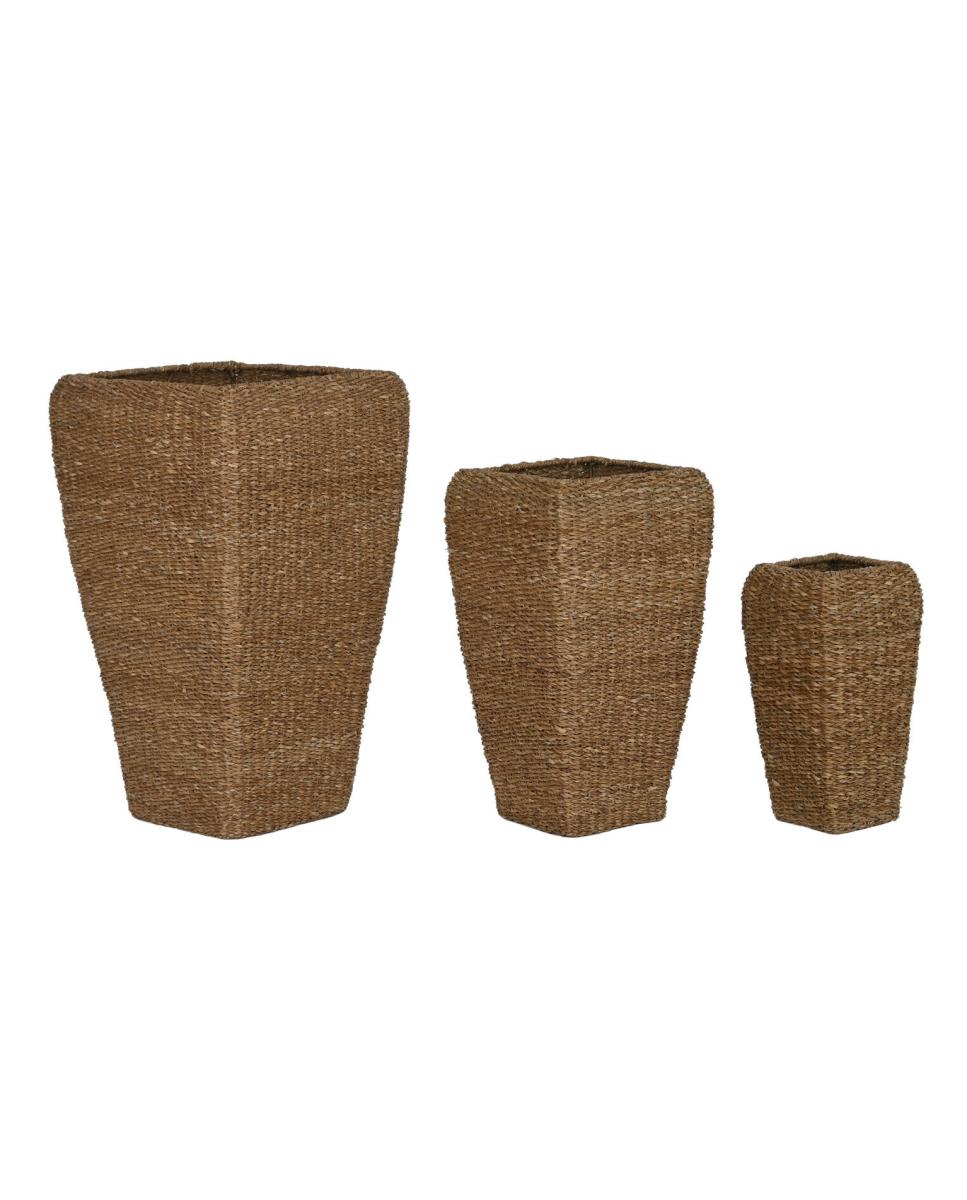 Imagen 0 de Macetero set 3 seagrass metal 40x40x70