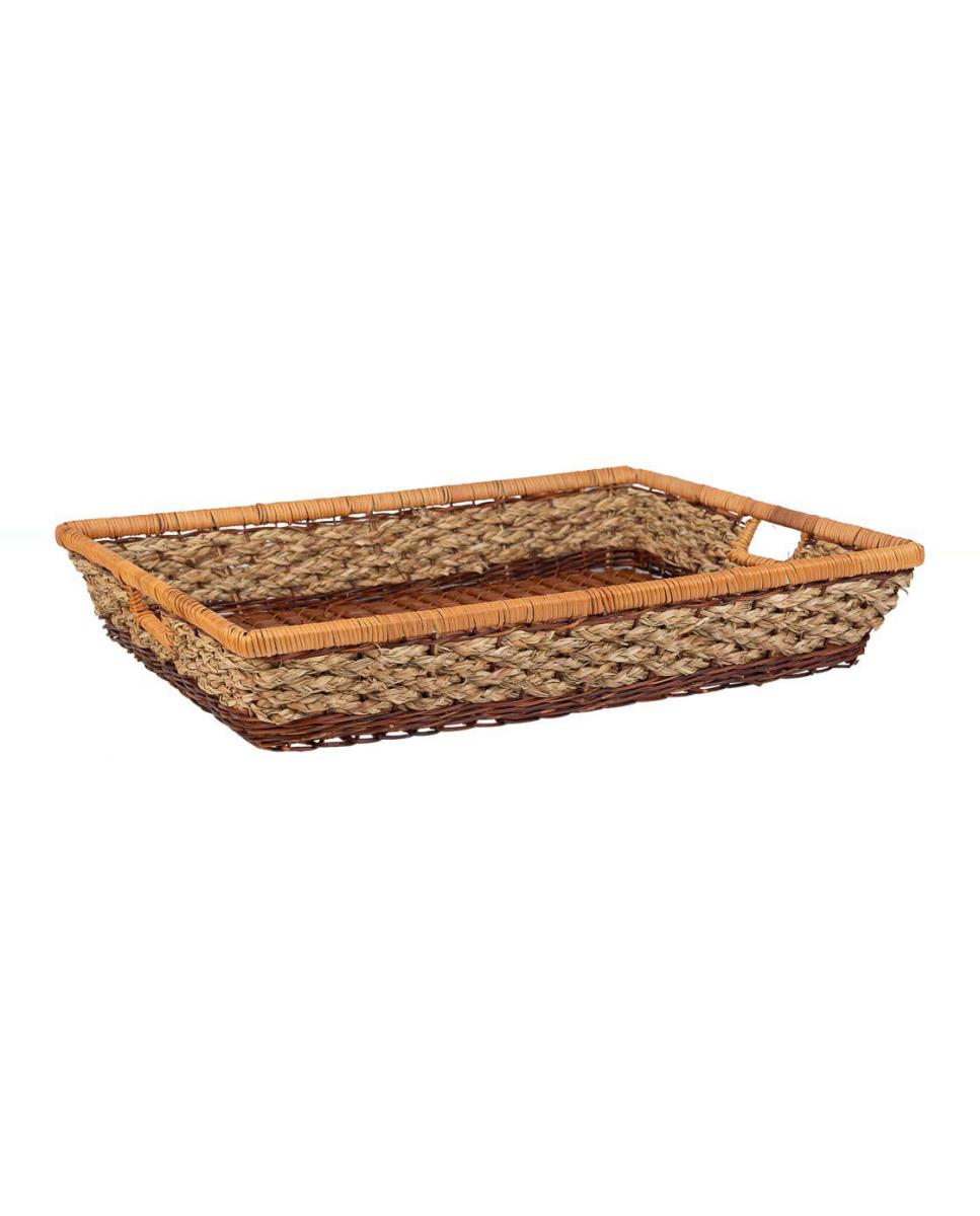 Imagen 0 de Bandeja rectangular de cuerda trenzada marrón
