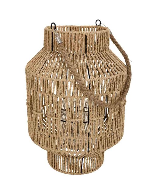 Imagen 0 de Farol portavelas de metal y cuerda de papel