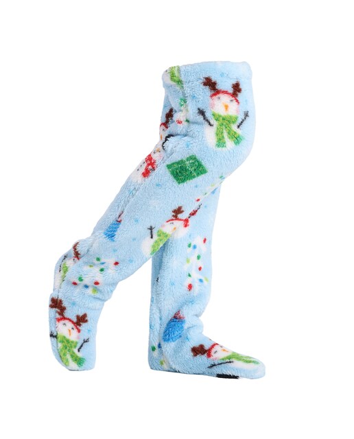 Imagen 0 de Calcetines largos de felpa extrasuave. 75 cm de longitud. Diseño navideño azul.