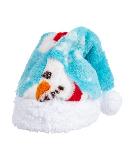 Imagen 0 de Gorro de felpa extrasuave. Diseño azul con muñeco de nieve. 31x48 cm.
