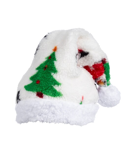 Imagen 0 de Gorro de felpa extrasuave. Diseño blanco con árbol de navidad. 31x48 cm.