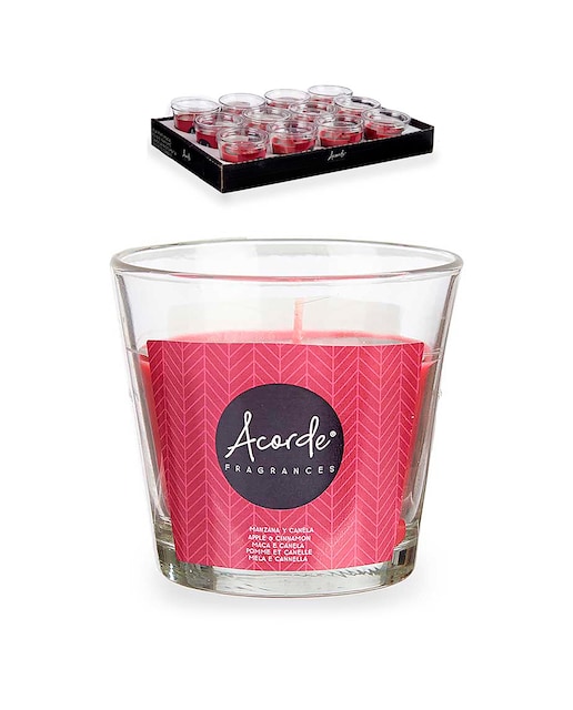 Imagen 0 de Pack 12 velas vaso, aroma a manzana y canela. Hasta 28h de duración.