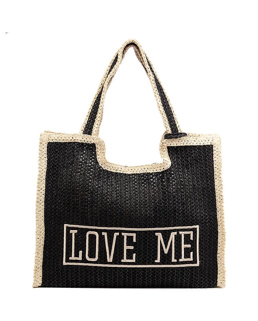Imagen 0 de Bergamasco Bolso shopper Mujer. Fabricado en paja trenzada diseño "Love Me".
