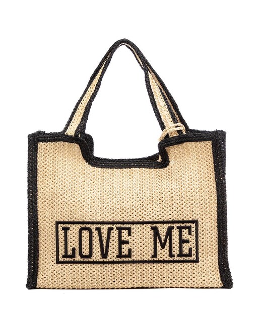 Imagen 0 de Bergamasco Bolso shopper Mujer. Fabricado en paja trenzada diseño "Love Me".