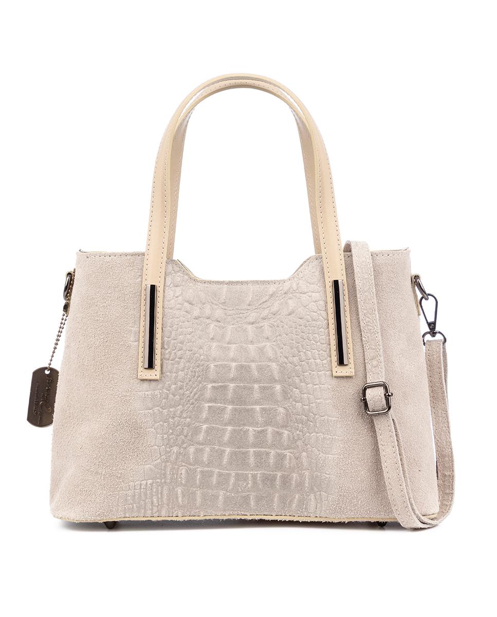 Imagen 0 de Fiesole bolso tote Mujer. Piel auténtica Gamuza Grabado Cocodrilo.