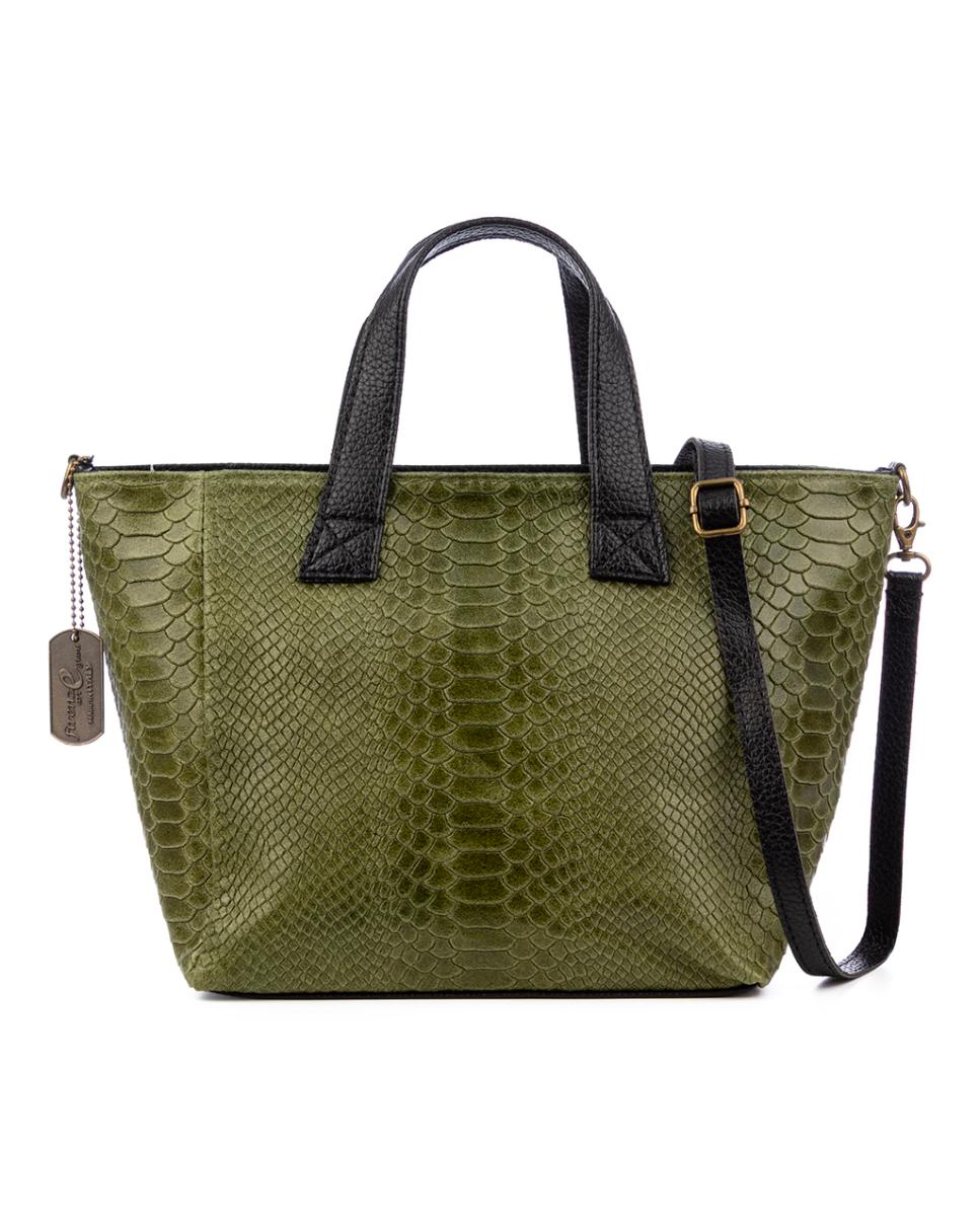 Imagen 0 de Cassandra bolso tote mujer. Piel auténtica Gamuza grabado serpiente.
