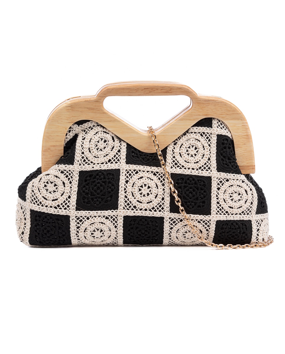 Imagen 0 de Bisenzio Bolso de mano Mujer. Fabricado en madera natural, algodón y paja trenzada.
