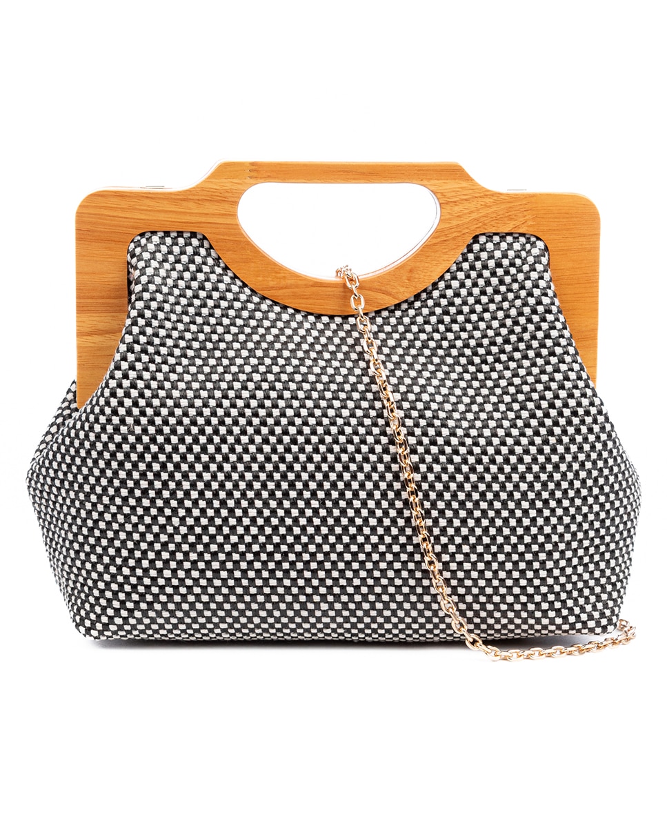 Imagen 0 de Bogna Bolso de mano Mujer. Fabricado en madera natural y rafia sintética entrelazada.