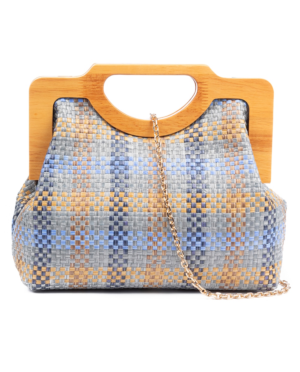 Imagen 0 de Bogna Bolso de mano Mujer. Fabricado en madera natural y rafia sintética entrelazada.