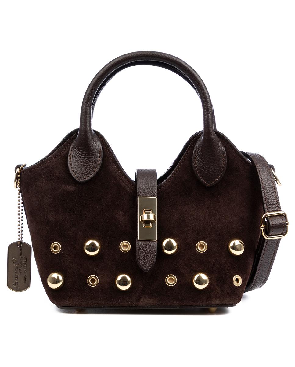 Imagen 0 de Barzanò Bolso de mano Mujer. Piel auténtica Gamuza con detalles metálicos.