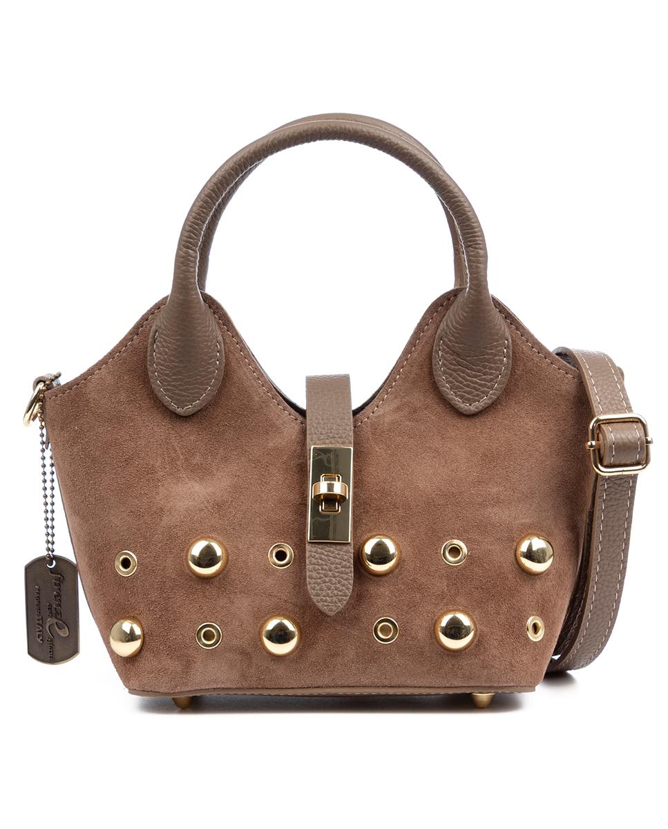 Imagen 0 de Barzanò Bolso de mano Mujer. Piel auténtica Gamuza con detalles metálicos.