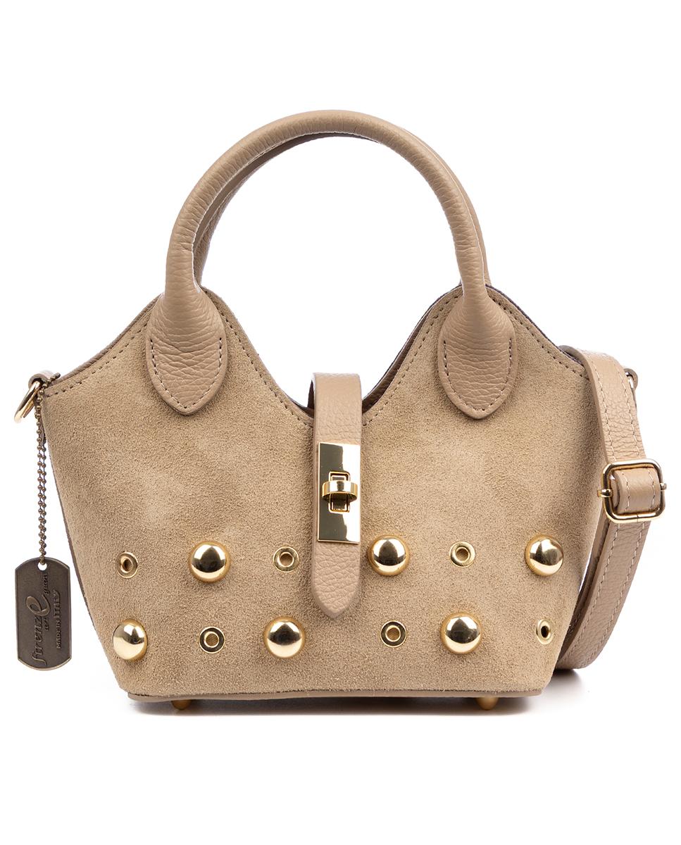 Imagen 0 de Barzanò Bolso de mano Mujer. Piel auténtica Gamuza con detalles metálicos.