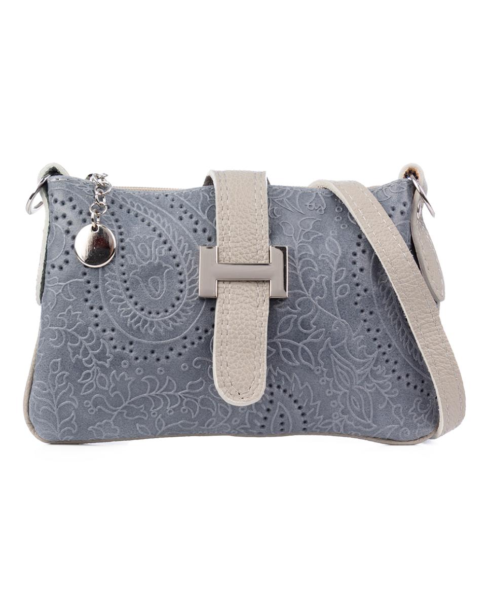 Imagen 0 de Allerona Bolso de mano Mujer.Piel auténtica Gamuza Grabado Arabesco.