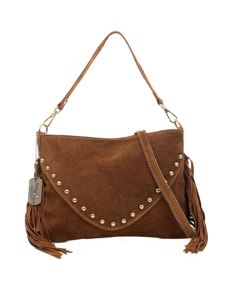 Imagen 0 de Bellegra Bolso de hombro Mujer. Piel auténtica Gamuza con detalles metálicos.