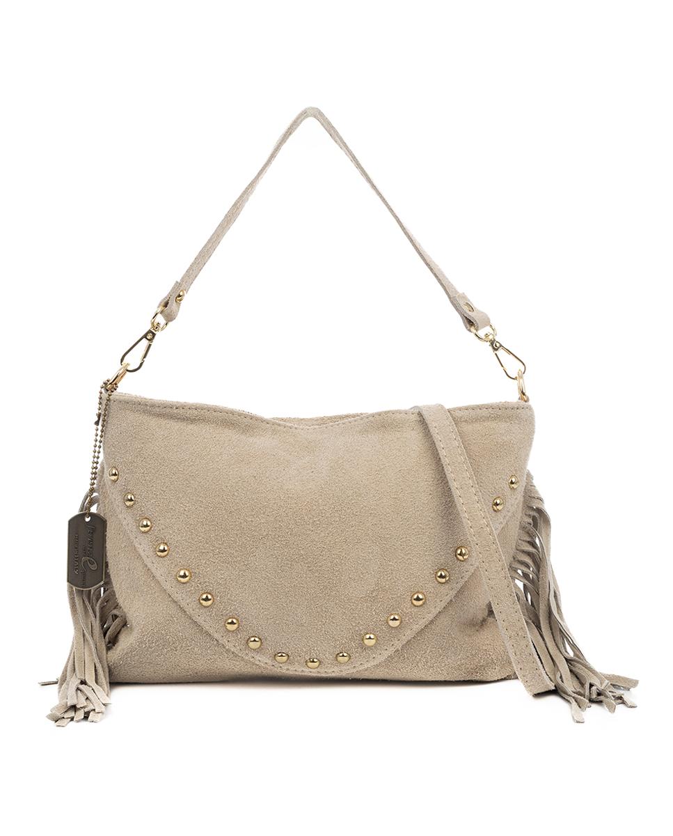 Imagen 0 de Bellegra Bolso de hombro Mujer. Piel auténtica Gamuza con detalles metálicos.