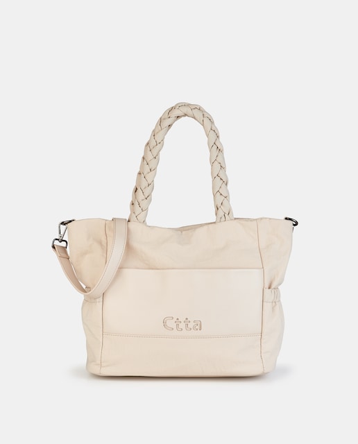 Imagen 0 de Shopping de mujer con cierre cremallera, dos asas medianas y bandolera larga regulable para cruzar