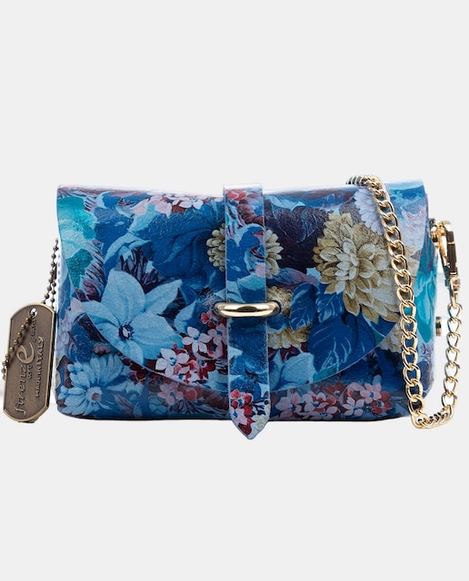 Imagen 0 de Aurora Bolso bandolera Mujer. Piel auténtica Ruga estampada con flores.