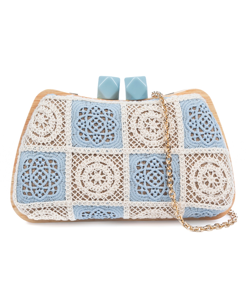 Imagen 0 de Bonamico Bolso bandolera Mujer. Fabricado en madera natural, algodón y paja trenzada.