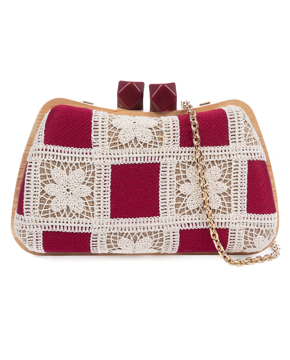 Imagen 0 de Bonamico Bolso bandolera Mujer. Fabricado en madera natural, algodón y paja trenzada.