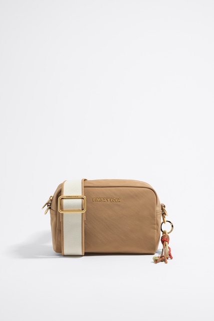 Imagen 0 de Bolso bandolera pequeño nylon con cierre de cremallera, asa de tejido logotipada de mujer